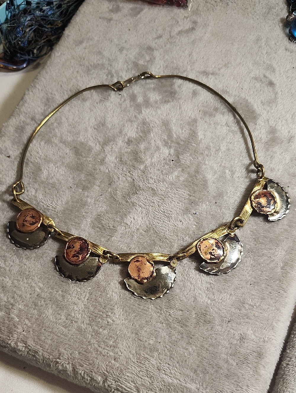 Gold-Tone Mixed Metal Crescent Charm Necklace - Women Jewelry